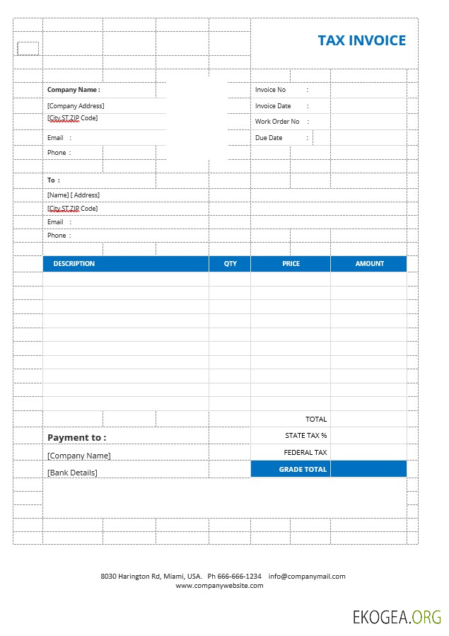 Modèle de facture fiscale de base